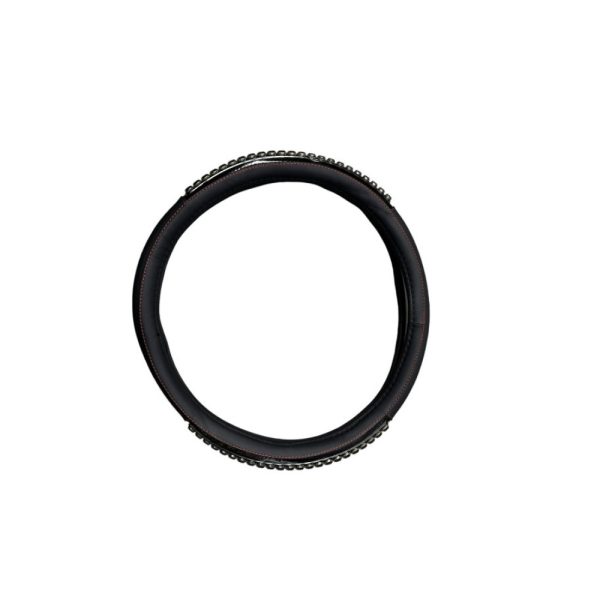 Husa volan auto, imitatie piele, cu insertie masaj, marime M 38 cm, Negru