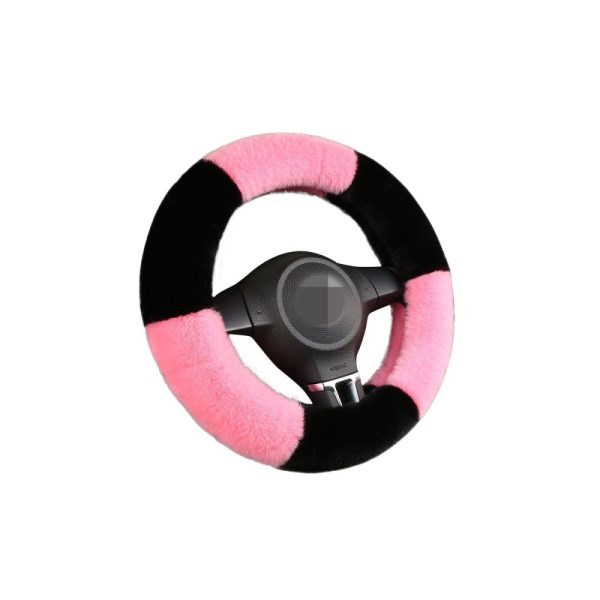Husa volan auto, plus pufos, marime M 38 cm, Negru