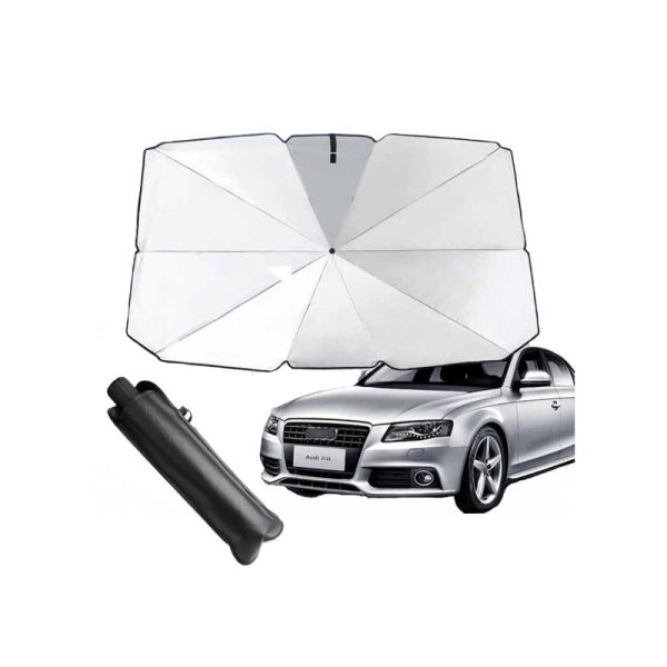 Parasolar Auto Parbriz Tip Umbrela Pliabil, 65 cm, Protectie UV, Argintiu