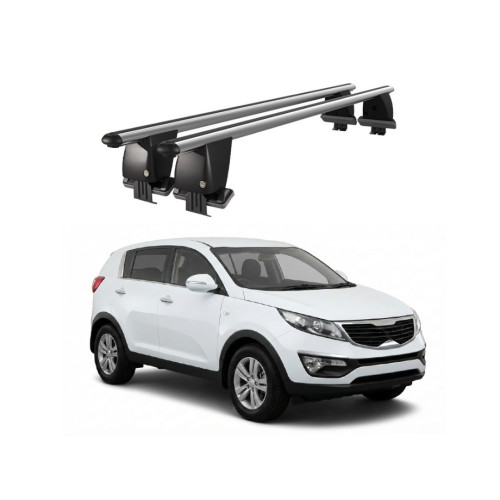 Bare transversale portbagaj auto aluminiu compatibile plafon neted Kia Sportage SL 2010-2013 argintii sau negre, Negru