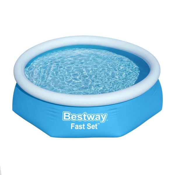 Piscina Gonflabila Rotunda Bestway Fast Set, 244x61 cm, 1880 Litri, Fara Pompa, Albastru