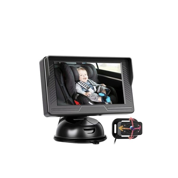Kit Camera auto bebelusi, Monitor IPS 4.3 inch, Night vision, Unghi larg 90 grade, Montaj cu ventuza, Negru