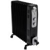 Calorifer Electric pe Ulei, 2900 W, Ventilator Turbo 400 W, 3 Trepte de Putere, Termostat Reglabil, Roti, pentru 20 mp, Negru