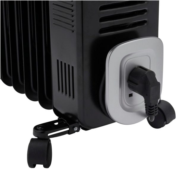 Calorifer Electric pe Ulei, 2900 W, Ventilator Turbo 400 W, 3 Trepte de Putere, Termostat Reglabil, Roti, pentru 20 mp, Negru