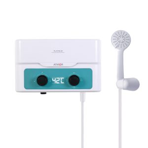 Instant Electric Apa Calda pentru Dus, 5.5 kW, Afisaj Digital Temperatura, Termostat, 3 Trepte, Kit Dus Inclus, Alb