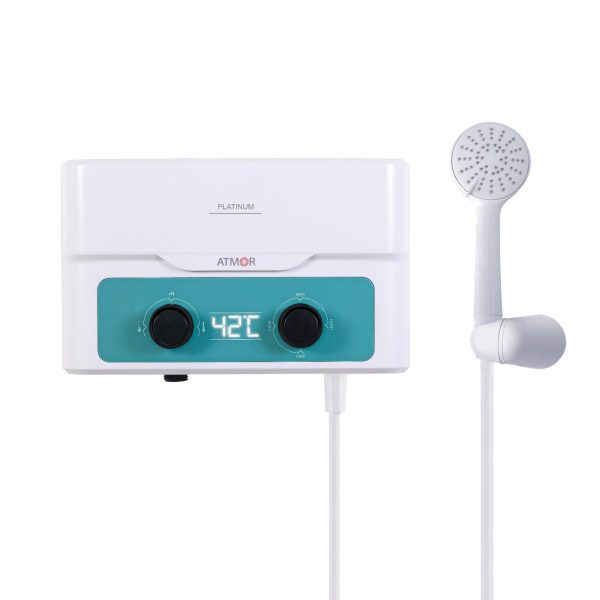 Instant Electric Apa Calda pentru Dus, 5.5 kW, Afisaj Digital Temperatura, Termostat, 3 Trepte, Kit Dus Inclus, Alb
