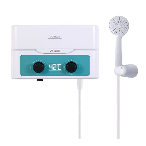 Instant Electric Apa Calda pentru Dus, 5.5 kW, Afisaj Digital Temperatura, Termostat, 3 Trepte, Kit Dus Inclus, Alb