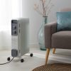 Calorifer Electric pe Ulei, 2000 W, 3 Trepte de Putere, Termostat Mecanic, Roti si Maner, Tambur pentru Cablu, Anti-Rasturnare, Alb