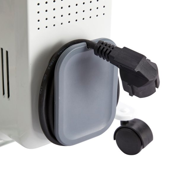 Calorifer Electric pe Ulei, 2000 W, 3 Trepte de Putere, Termostat Mecanic, Roti si Maner, Tambur pentru Cablu, Anti-Rasturnare, Alb