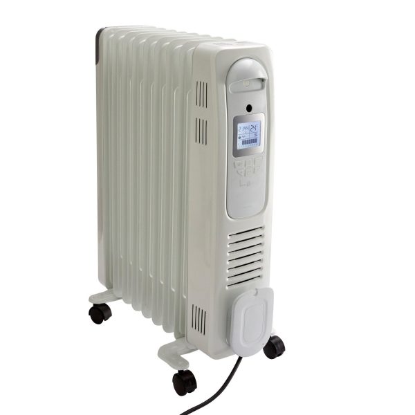 Calorifer Electric pe Ulei, 2000 W, Afisaj Digital, Telecomanda, Termostat Electronic, Timer 12 h, 3 Trepte 800/1200/2000 W, Alb