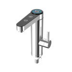 Robinet Electric Apa Calda Instant pentru Chiuveta, 3.3 kW, Control Touch, Afisaj LED, Temperatura 30-55 Grade, Inox, Argintiu