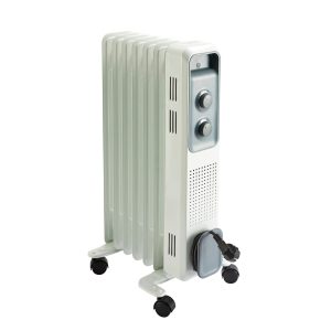 Calorifer Electric pe Ulei, 1500 W, 3 Trepte 600/900/1500 W, Termostat Mecanic, Roti, Tambur pentru Cablu, pentru 12 mp, Alb