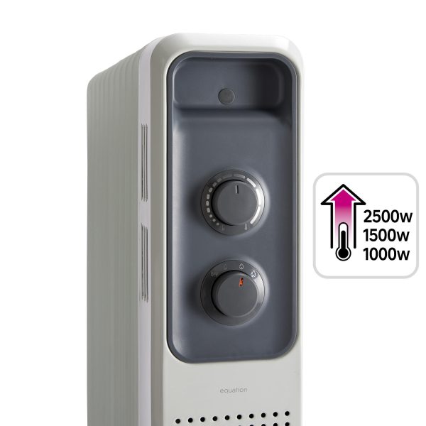 Calorifer Electric pe Ulei, 2500 W, 3 Trepte 1000/1500/2500 W, Termostat Mecanic, Roti, Tambur pentru Cablu, pentru 20 mp, Alb