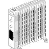 Calorifer Electric pe Ulei, 2900 W, 13 Elementi, Ventilator Turbo 400 W, 6 Trepte de Putere, Termostat Mecanic, Roti, Alb