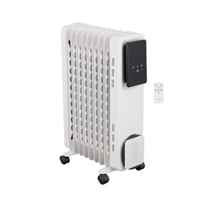 Calorifer Electric pe Ulei, 2000 W, Afisaj Digital, Programare Saptamanala, Telecomanda, Timer 24 h, Mod Antiinghet, pentru 16 mp, Alb