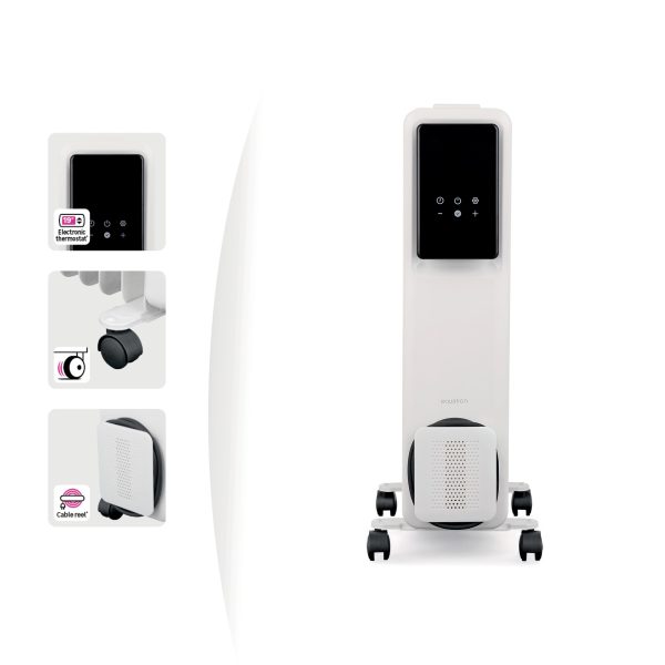 Calorifer Electric pe Ulei, 2000 W, Afisaj Digital, Programare Saptamanala, Telecomanda, Timer 24 h, Mod Antiinghet, pentru 16 mp, Alb
