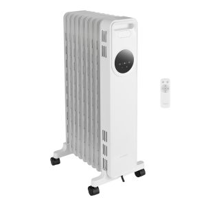 Radiator Electric cu Ulei, 2000 W, 9 Elementi, Afisaj Digital, Telecomanda, 3 Trepte si Mod Automat, Timer 24 h, pentru 16 mp, Alb