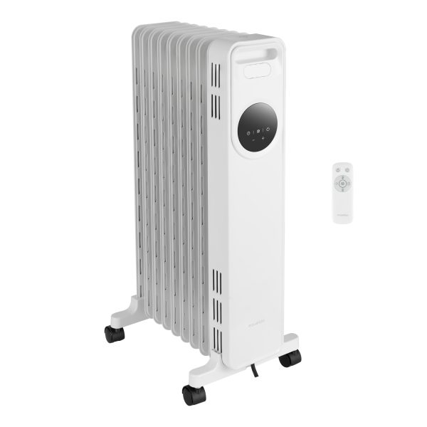 Radiator Electric cu Ulei, 2000 W, 9 Elementi, Afisaj Digital, Telecomanda, 3 Trepte si Mod Automat, Timer 24 h, pentru 16 mp, Alb
