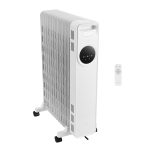 Radiator Electric cu Ulei, 2500 W, Afisaj Digital, Telecomanda, 3 Trepte si Mod Automat, Timer 24 h, Blocare Copii, pentru 20 mp, Alb