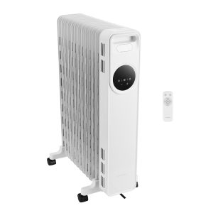 Radiator Electric cu Ulei, 2500 W, Afisaj Digital, Telecomanda, 3 Trepte si Mod Automat, Timer 24 h, Blocare Copii, pentru 20 mp, Alb