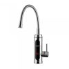 Robinet Electric Apa Calda Instant pentru Chiuveta, 3 kW, Afisaj Digital Temperatura, Pipa Flexibila, Corp Inox, IPX4, Argintiu