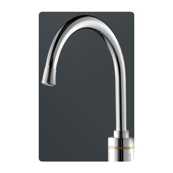 Robinet Electric Apa Calda Instant pentru Chiuveta, 3 kW, Afisaj Temperatura, Debit 2-2.5 l/min, Finisaj Cromat, Rotatie 360 Grade, Argintiu