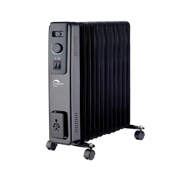 Calorifer Electric pe Ulei, 2500 W, 3 Trepte 1000/1500/2500 W, Termostat Reglabil, Roti, Functionare Silentioasa, pentru 20 mp, Negru
