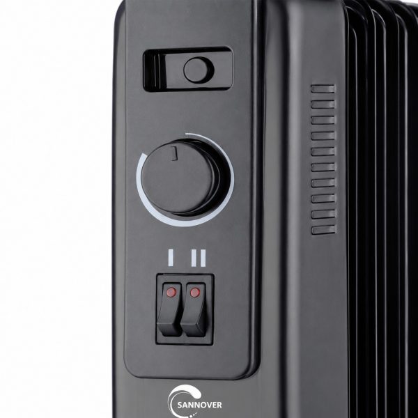 Calorifer Electric pe Ulei, 2500 W, 3 Trepte 1000/1500/2500 W, Termostat Reglabil, Roti, Functionare Silentioasa, pentru 20 mp, Negru