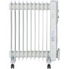Calorifer Electric pe Ulei, 2500 W, 11 Elementi, 3 Trepte de Putere, Termostat Reglabil, Roti, Suport Cablu, pentru 25 mp, Alb