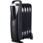 Calorifer Electric pe Ulei Mini, 500 W, 5 Elementi, Termostat Reglabil, Intrerupator cu LED, Maner de Transport, pentru 5 mp, Negru