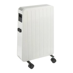 Radiator Electric Mobil, 1500 W, Moduri Confort si Antiinghet, Termostat Reglabil, Roti, LED de Functionare, pentru 12 mp, Alb