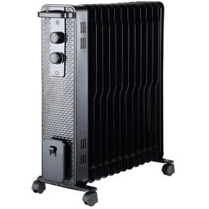 Calorifer Electric pe Ulei, 3000 W, 13 Elementi, 3 Trepte de Putere, Termostat Reglabil, Roti si Maner de Transport, Negru