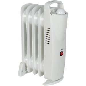 Calorifer Electric pe Ulei Mini, 500 W, 5 Elementi, Termostat Reglabil, Intrerupator cu LED, Maner de Transport, pentru 5 mp, Alb