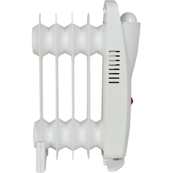 Calorifer Electric pe Ulei Mini, 500 W, 5 Elementi, Termostat Reglabil, Intrerupator cu LED, Maner de Transport, pentru 5 mp, Alb