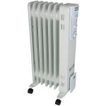 Calorifer Electric pe Ulei, 1500 W, 7 Elementi, 3 Trepte de Putere, Termostat, Maner si Roti, Infasurator Cablu, pentru 15 mp, Alb