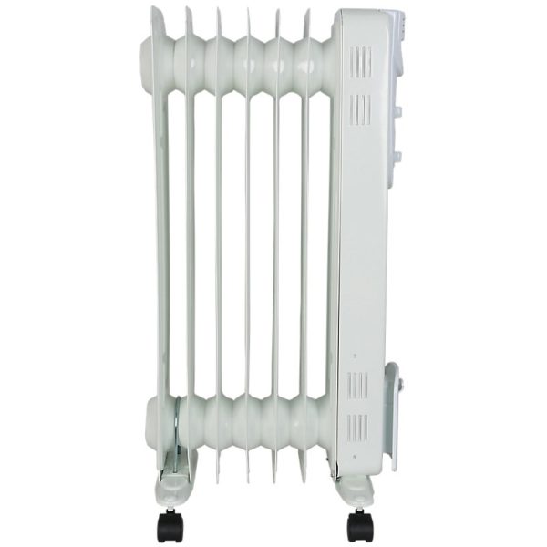 Calorifer Electric pe Ulei, 1500 W, 7 Elementi, 3 Trepte de Putere, Termostat, Maner si Roti, Infasurator Cablu, pentru 15 mp, Alb