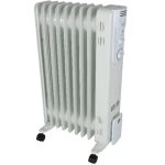 Calorifer Electric pe Ulei, 2000 W, 9 Elementi, Selector 3 Trepte, Termostat MIN-MAX, Maner si Roti, Infasurator Cablu, pentru 20 mp, Alb