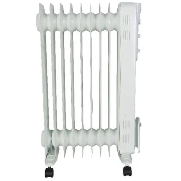 Calorifer Electric pe Ulei, 2000 W, 9 Elementi, Selector 3 Trepte, Termostat MIN-MAX, Maner si Roti, Infasurator Cablu, pentru 20 mp, Alb