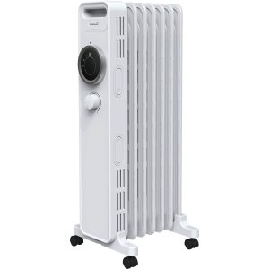Calorifer Electric pe Ulei, 1500 W, 7 Elementi, Selector Rotativ cu 3 Trepte, Termostat Reglabil, Roti si Maner, Suport Cablu, Alb