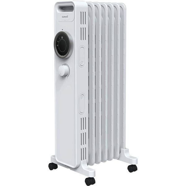 Calorifer Electric pe Ulei, 1500 W, 7 Elementi, Selector Rotativ cu 3 Trepte, Termostat Reglabil, Roti si Maner, Suport Cablu, Alb