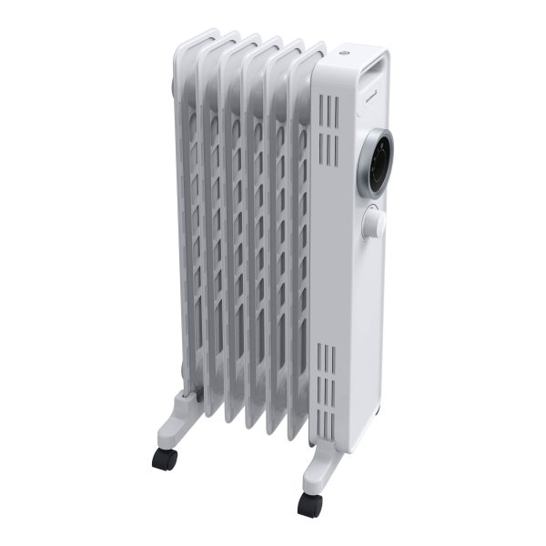 Calorifer Electric pe Ulei, 1500 W, 7 Elementi, Selector Rotativ cu 3 Trepte, Termostat Reglabil, Roti si Maner, Suport Cablu, Alb
