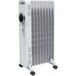 Calorifer Electric pe Ulei, 2000 W, 9 Elementi, Selector Rotativ cu 3 Trepte, Termostat Reglabil, Roti si Maner, pentru 20 mp, Alb