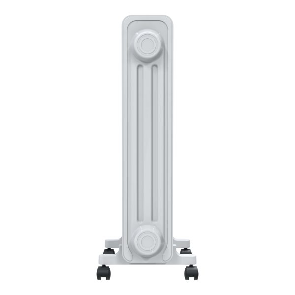 Calorifer Electric pe Ulei, 2000 W, 9 Elementi, Selector Rotativ cu 3 Trepte, Termostat Reglabil, Roti si Maner, pentru 20 mp, Alb