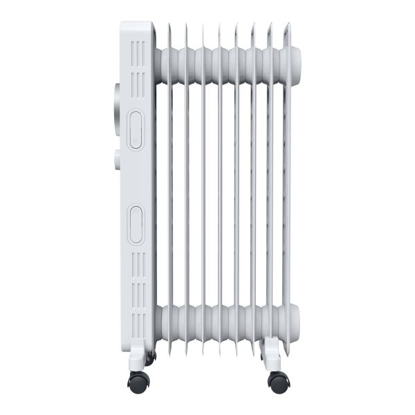 Calorifer Electric pe Ulei, 2000 W, 9 Elementi, Selector Rotativ cu 3 Trepte, Termostat Reglabil, Roti si Maner, pentru 20 mp, Alb
