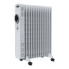 Calorifer Electric pe Ulei, 2500 W, 13 Elementi, Selector Rotativ cu 3 Trepte, Termostat Reglabil, Roti, Suport Cablu, pentru 25 mp, Alb