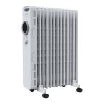 Calorifer Electric pe Ulei, 2500 W, 13 Elementi, Selector Rotativ cu 3 Trepte, Termostat Reglabil, Roti, Suport Cablu, pentru 25 mp, Alb
