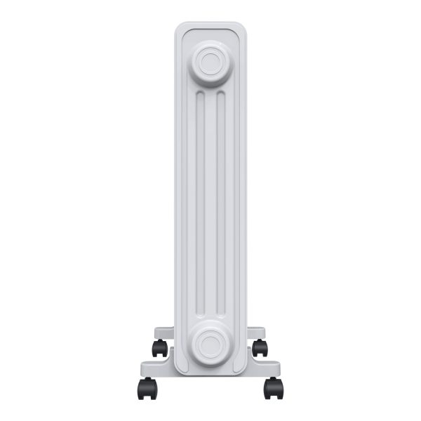 Calorifer Electric pe Ulei, 2500 W, 13 Elementi, Selector Rotativ cu 3 Trepte, Termostat Reglabil, Roti, Suport Cablu, pentru 25 mp, Alb