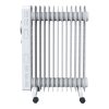 Calorifer Electric pe Ulei, 2500 W, 13 Elementi, Selector Rotativ cu 3 Trepte, Termostat Reglabil, Roti, Suport Cablu, pentru 25 mp, Alb