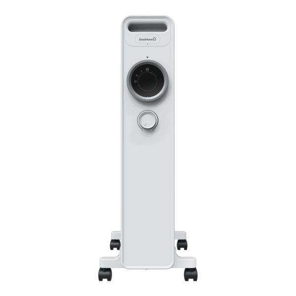 Calorifer Electric pe Ulei, 2500 W, 13 Elementi, Selector Rotativ cu 3 Trepte, Termostat Reglabil, Roti, Suport Cablu, pentru 25 mp, Alb