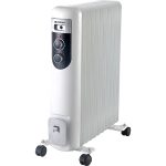 Calorifer Electric, 2000 W, 9 Elementi, 3 Trepte de Putere, Termostat Reglabil, Indicator Luminos, Maner si Roti, Alb cu Negru